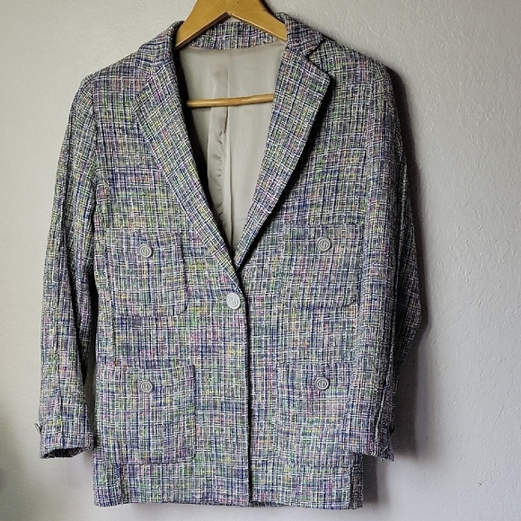 Tweed Blazer Button Details  Women’s Blazer Paris Style Size S - Picture 1 of 11